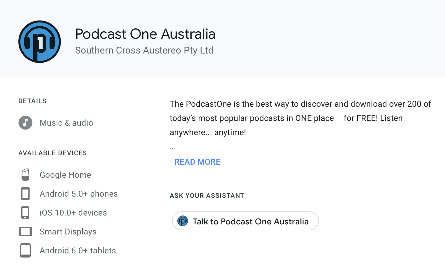 Google Assistant Podcast One
